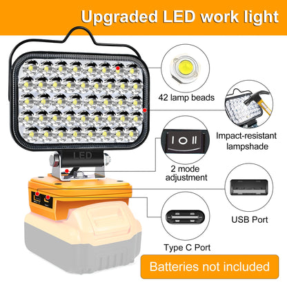 Cordless LED Work Light for Milwaukee 18V Lithium Batteries, 108W 5400LM Adjustable Portable Flood Lights for Job Site Lighting Outdoor Camping Garage Vehicle Lighting【Battery not Included】