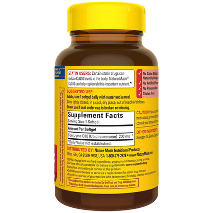 Nature Made CoQ10 200mg, Dietary Supplement for Heart Health Support, 105 Softgels, 105 Day Supply