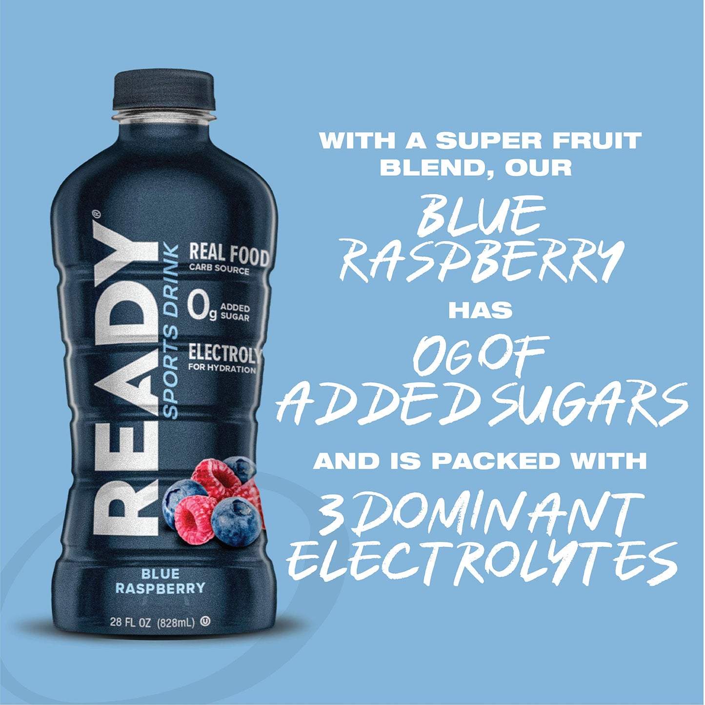 Ready Sports Drink, Electrolyte Blend with B Vitamins and No Added Sugar, Peach Mango, 16.9 Fluid Ounces