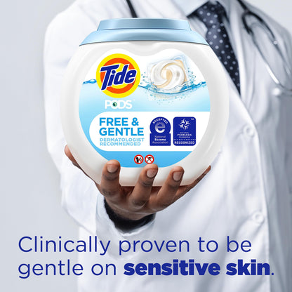 Tide PODS Free and Gentle Laundry Detergent Soap Pacs, HE Compatible and Coldwater Clean, 112 Count