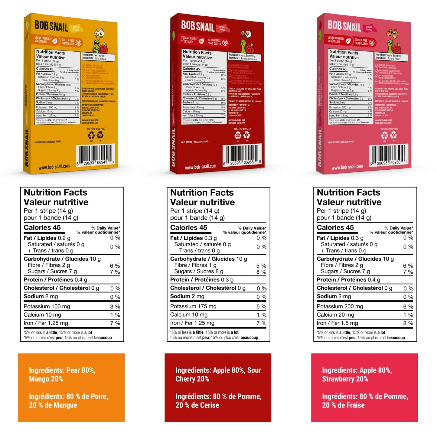 Bob Snail Fruit Leather Sweet & Sour Family Pack - Nut free fruit Roll Ups with Dried Mango,Sour Cherry & Blackcurrant, Candy box Fruit Snacks, All Natural Healthy Snacks for kids, Sugar Free sour Candy, 42 pcs Pack / 588 gram candy bulk (Exotic Mix)
