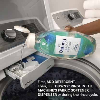 Downy Rinse & Refresh Laundry Odour Remover and Fabric Softener, Cool Cotton, Safe On All Fabrics, HE Compatible, 1.43L