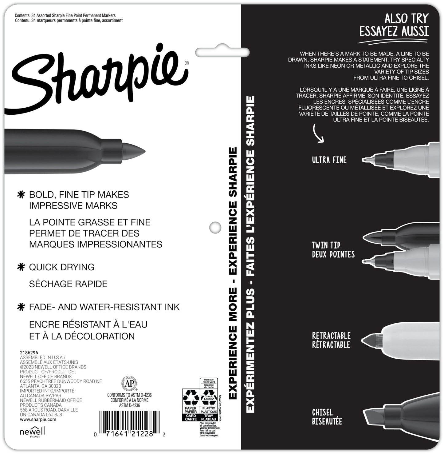 Sharpie Glam Pop Permanent Markers, Fine Point, Assorted Colours, 24 Count