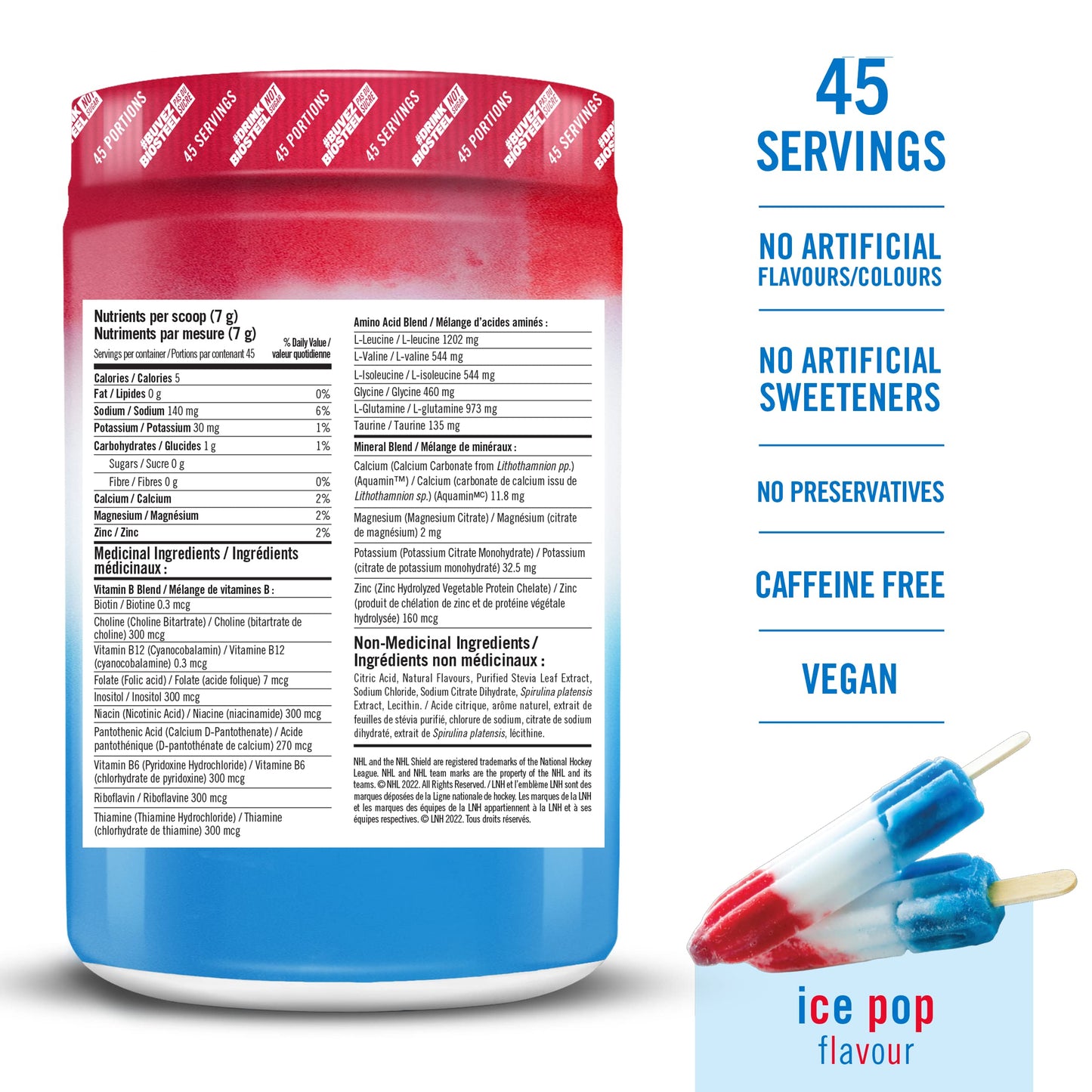 BioSteel Hydration Mix, Great Tasting Hydration with Zero Sugar, and No Artificial Flavours or Preservatives, Rainbow Twist Flavour, 20 Servings per Tub