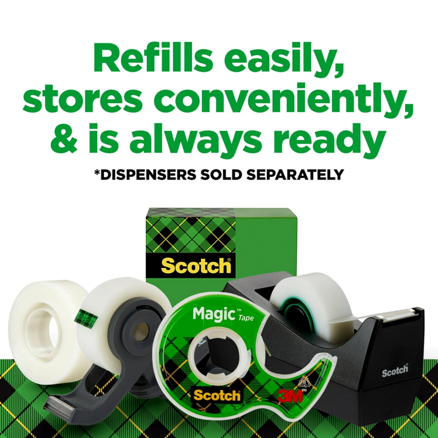 Scotch Magic Tape, Invisible, Back to School and University Essentials for Students and Teachers, 6 Tape Rolls With Dispensers, 19 mm x 21.5 m