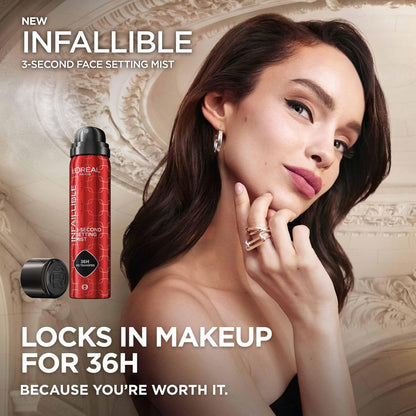 L’Oréal Paris Infallible 3-second Setting Spray, Up to 36H wear, Long-Lasting Fixing Spray for Face, Lightweight Setting Spray, Transfer proof, Waterproof 75ml