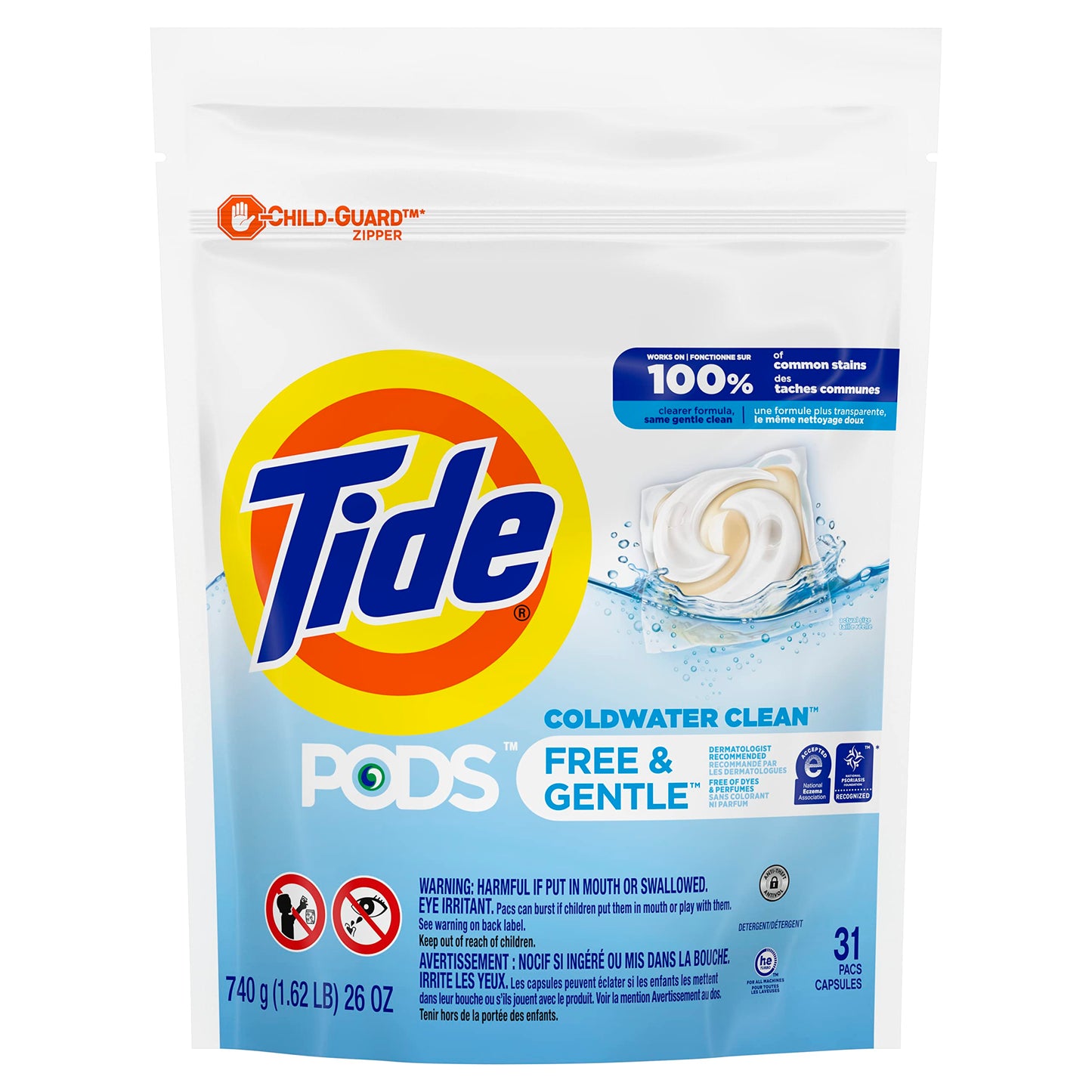 Tide PODS Free and Gentle Laundry Detergent Soap Pacs, HE Compatible and Coldwater Clean, 112 Count