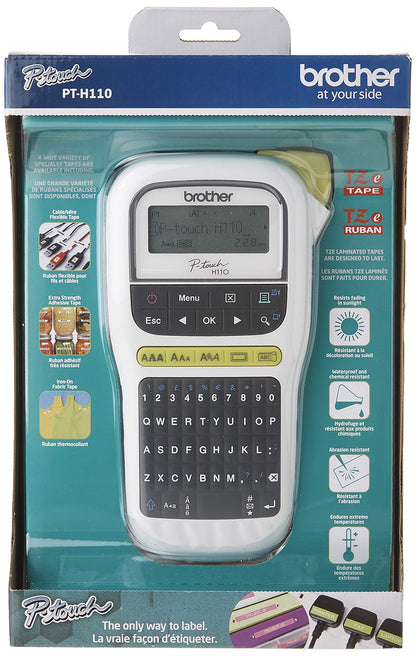 Brother PTH110 Easy, Portable Label Maker-Handheld Labeller, Black/White (190" (W) x 104" (D) x 286" (H))