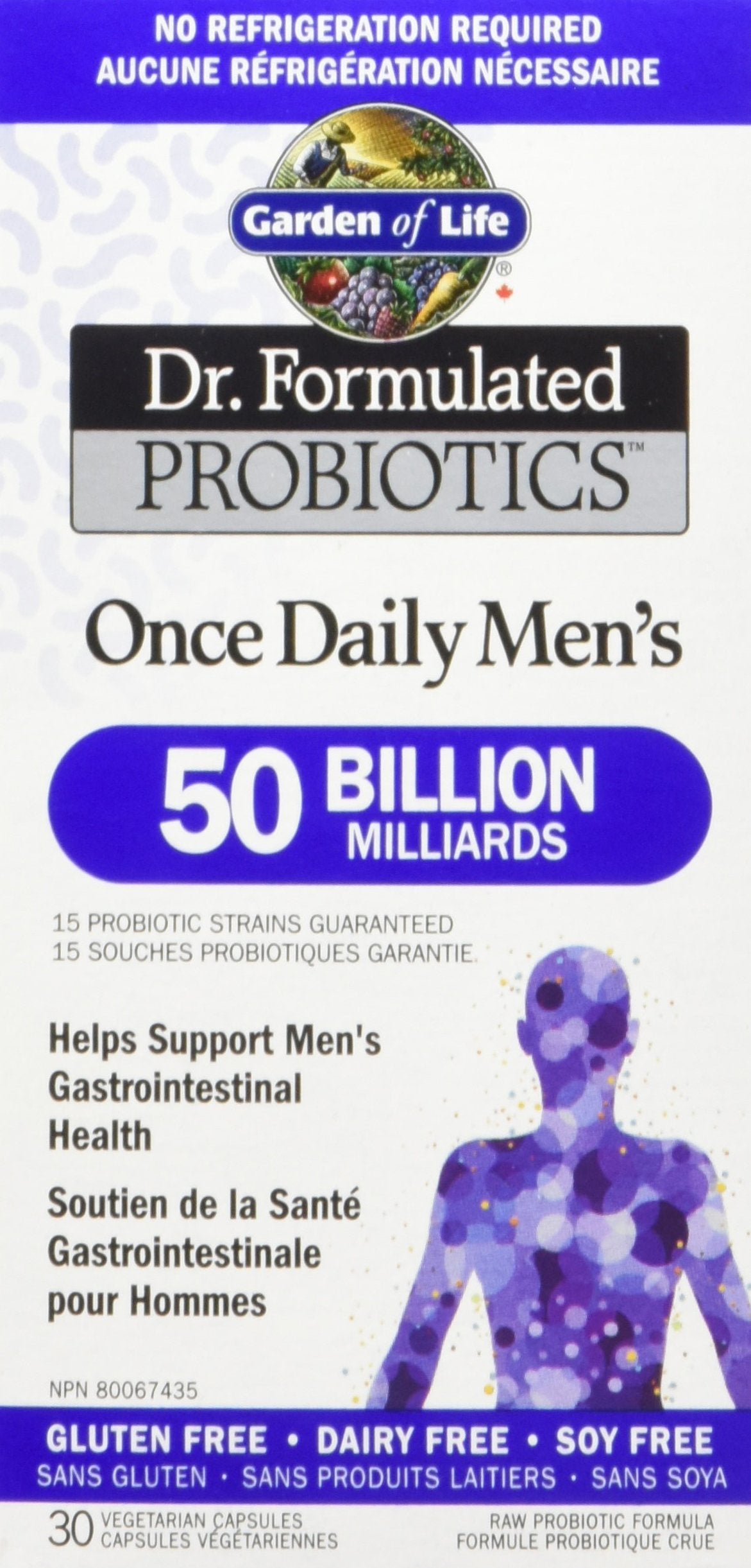 Garden of Life - Dr. Formulated Probiotics Once Daily Men's | Support Men's Gut Health & Digestion | 50 Billion CFU + 15 Probiotic Strains | Shelf Stable | Gluten Free, Dairy Free, Soy Free