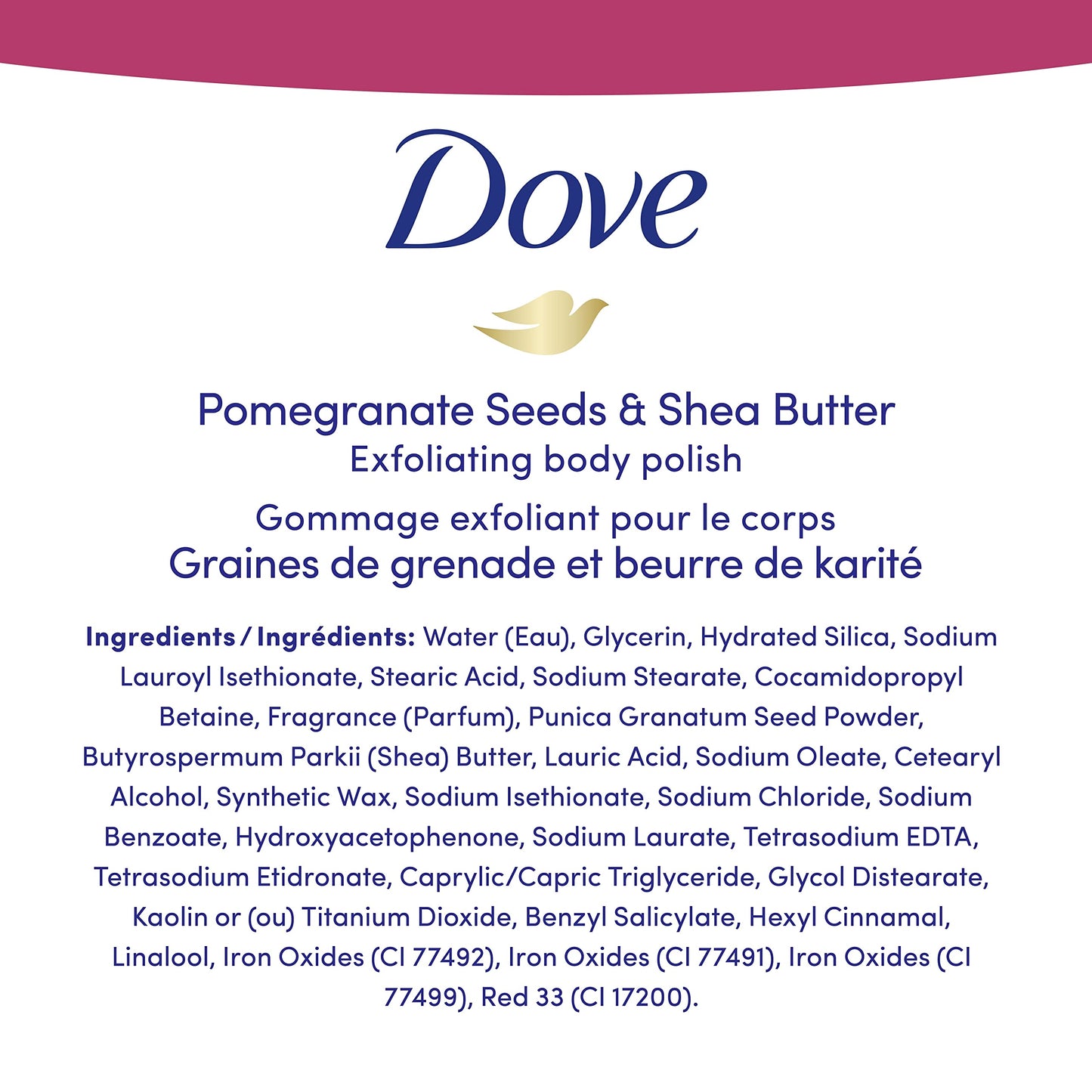 Dove Exfoliating Body Polish Scrub For Silky, Soft Skin Pomegranate and Shea Butter Body Scrub Exfoliates and Provides Lasting Nourishment 10.5 oz