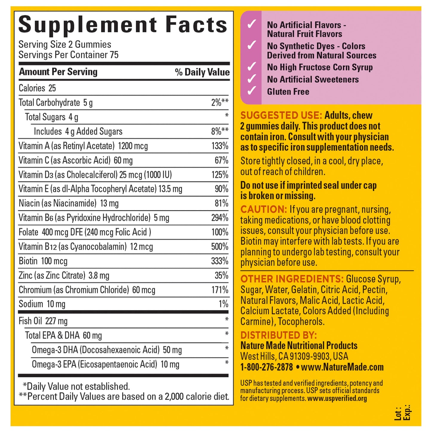 Nature Made Womens Multivitamin with Omega-3, Multivitamin for Women for Daily Nutritional Support, 150 Gummies, 75 Day Supply