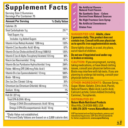Nature Made Womens Multivitamin with Omega-3, Multivitamin for Women for Daily Nutritional Support, 150 Gummies, 75 Day Supply