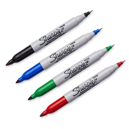 Sharpie Twin Tip Permanent Markers, Fine and Ultra Fine, Black, 2 Count
