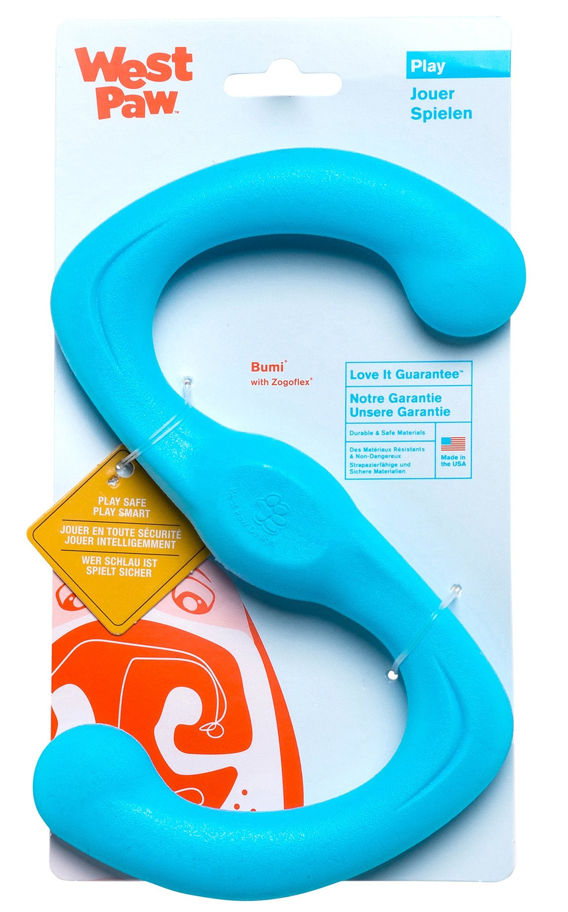 West Paw Zogoflex Bumi Interactive Tug of War Durable Dog Play Toy, 100% Guaranteed Tough, It Floats!, Made in USA, Large, Tangerine