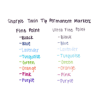 Sharpie Twin Tip Permanent Markers, Fine and Ultra Fine, Black, 2 Count
