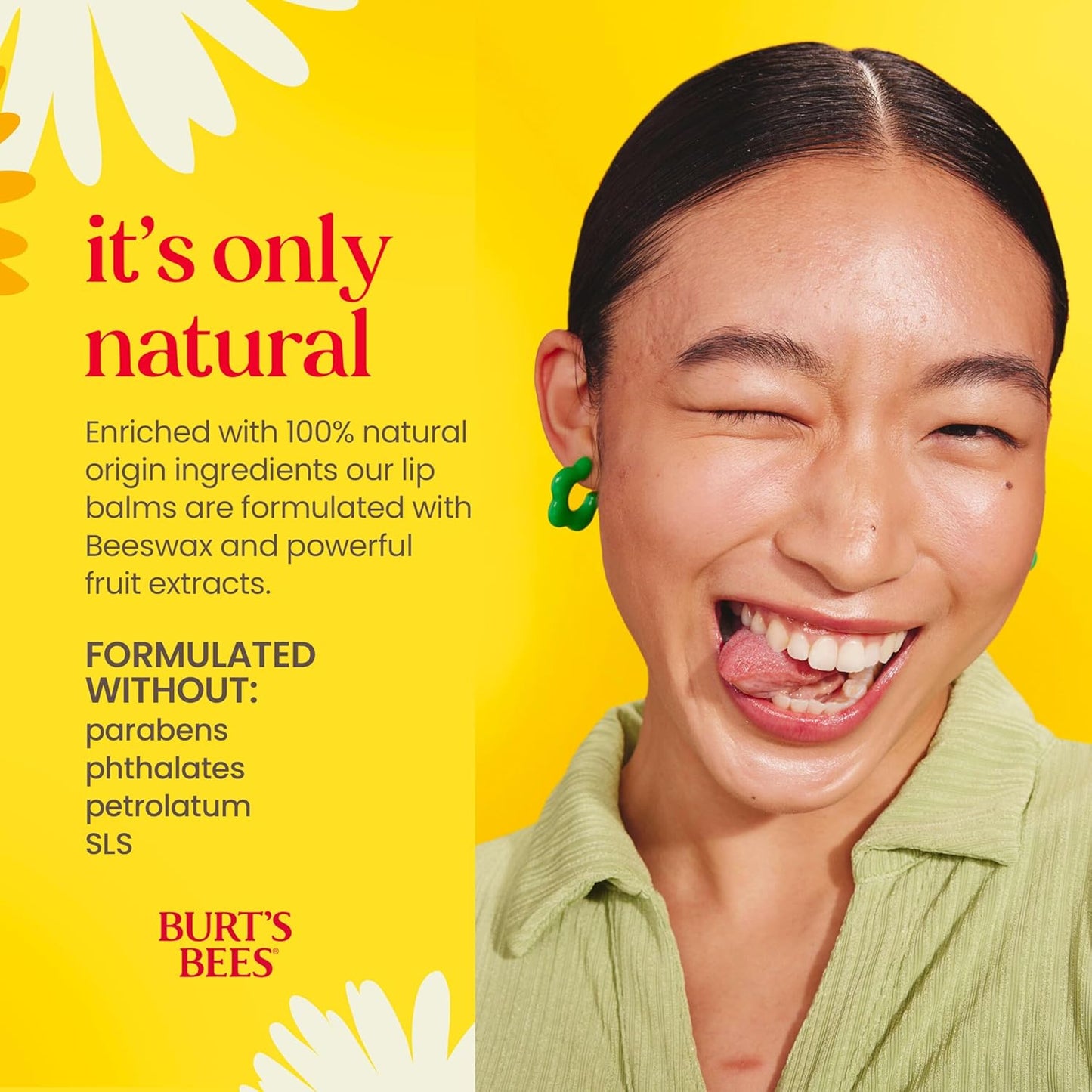 Burt's Bees Moisturizing Lip Balm for Dry Lips 100% Natural Origin, Pomegranate - 2 Tubes