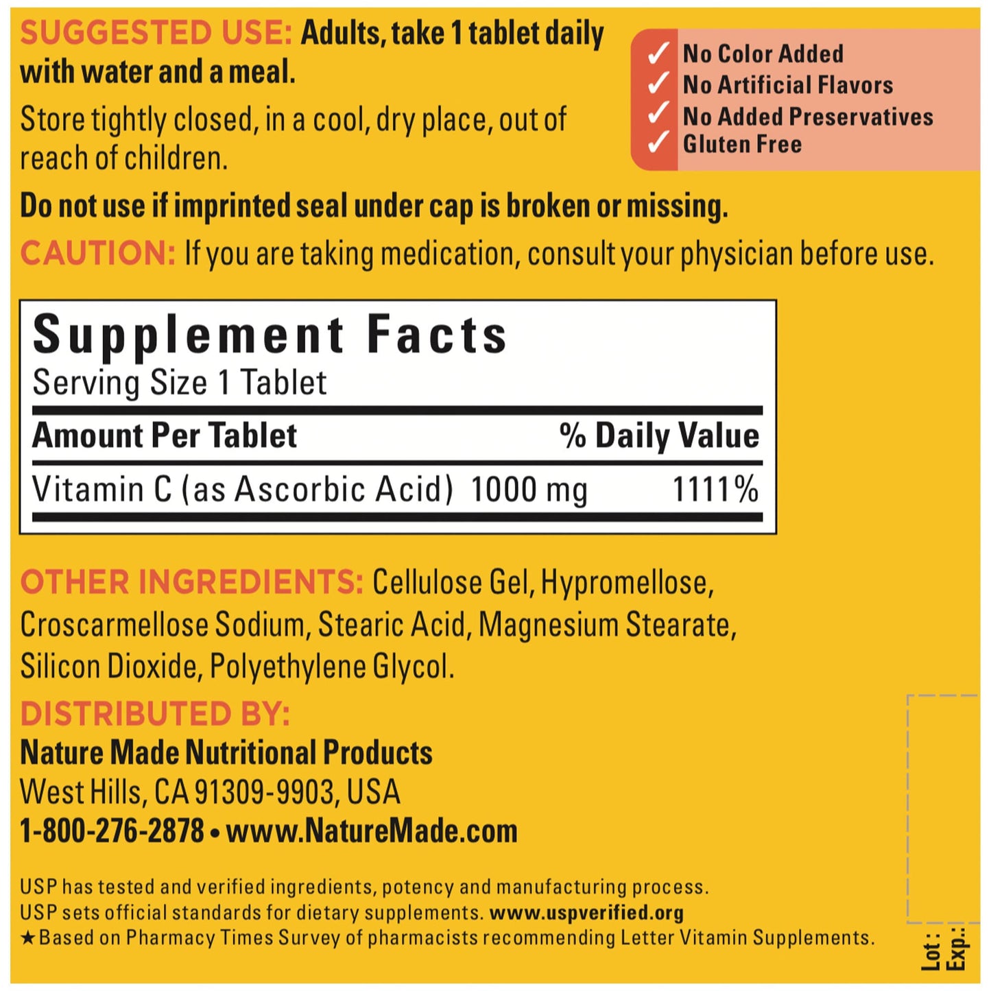 Nature Made Extra Strength Vitamin C 1000 mg, Dietary Supplement for Immune Support, 100 Tablets, 100 Day Supply