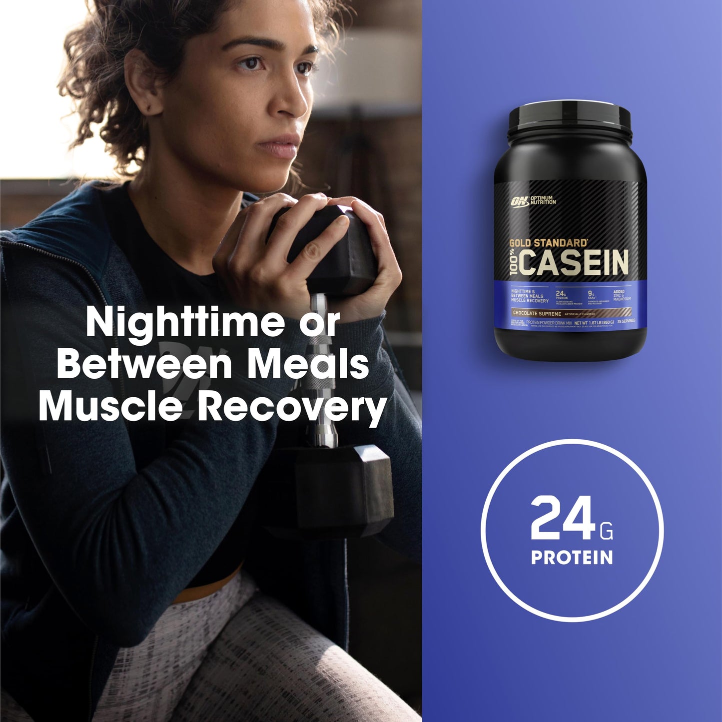 OPTIMUM NUTRITION GOLD STANDARD 100% Micellar Casein Protein Powder, Slow Digesting, Helps Keep You Full, Overnight Muscle Recovery, Creamy Vanilla, 0.91 kg
