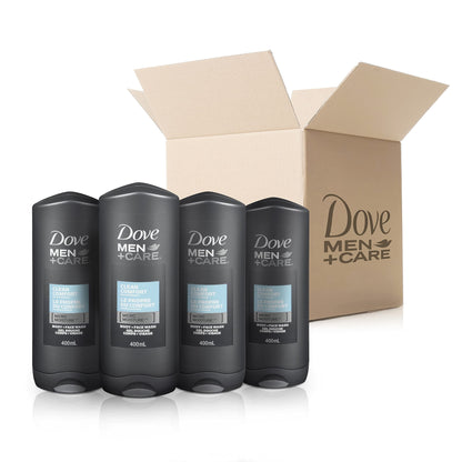 Dove Men+Care Body + Face Wash, Clean Comfort, Hydrating with 24hr Nourishing Micromoisture Technology, 400ml, Pack of 4