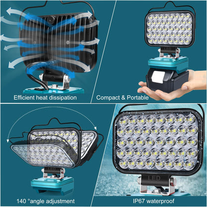 Cordless LED Work Light for Milwaukee 18V Lithium Batteries, 108W 5400LM Adjustable Portable Flood Lights for Job Site Lighting Outdoor Camping Garage Vehicle Lighting【Battery not Included】