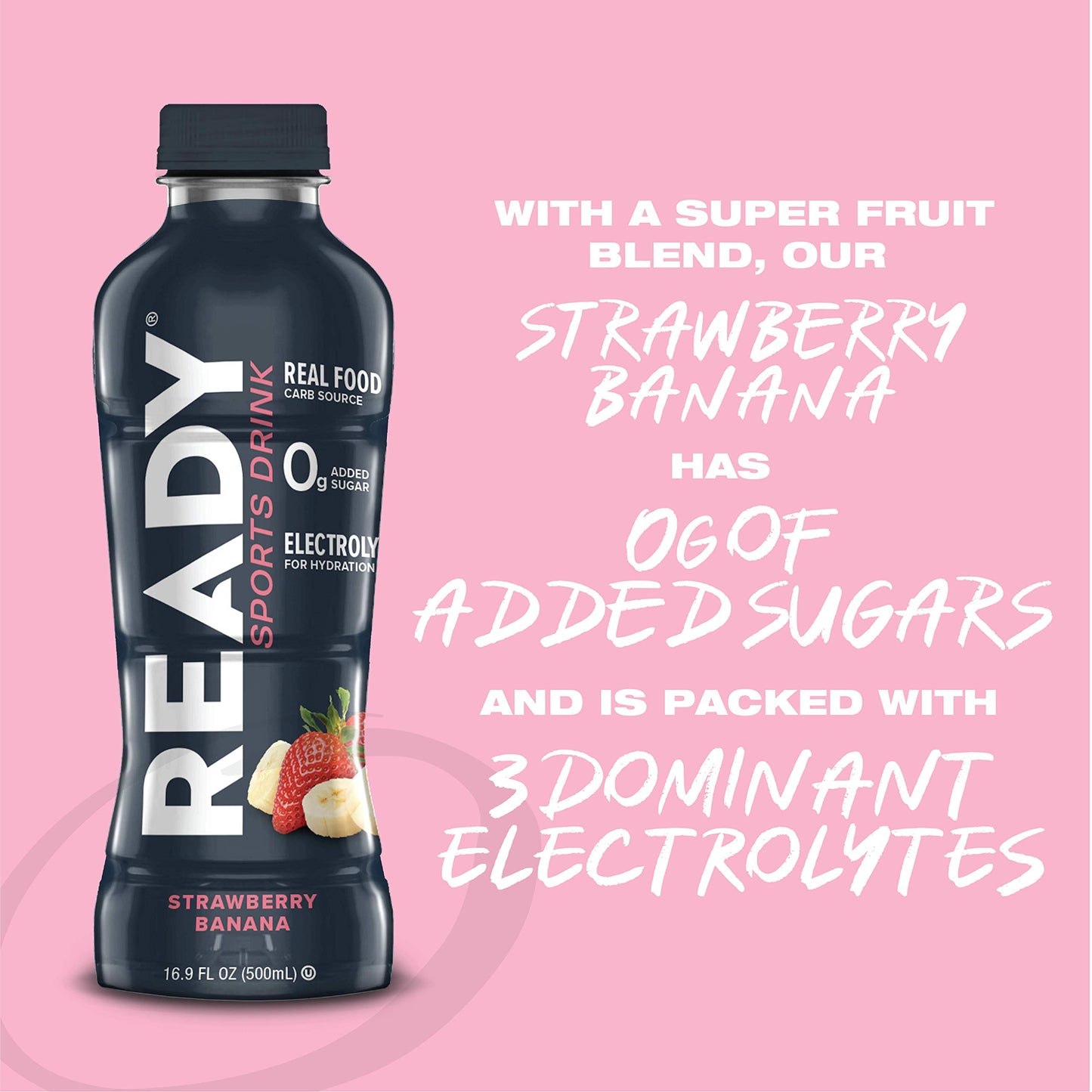 Ready Sports Drink, Electrolyte Blend with B Vitamins and No Added Sugar, Peach Mango, 16.9 Fluid Ounces
