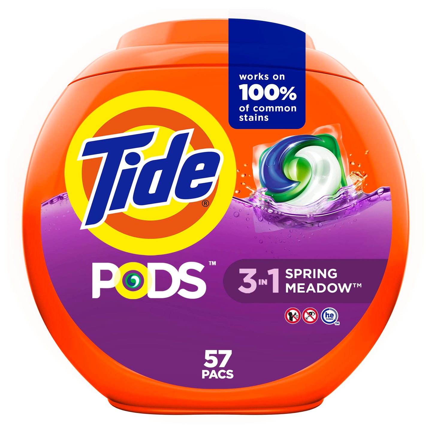 Tide PODS Liquid Laundry Detergent pacs, Spring Meadow Scent, 112 count