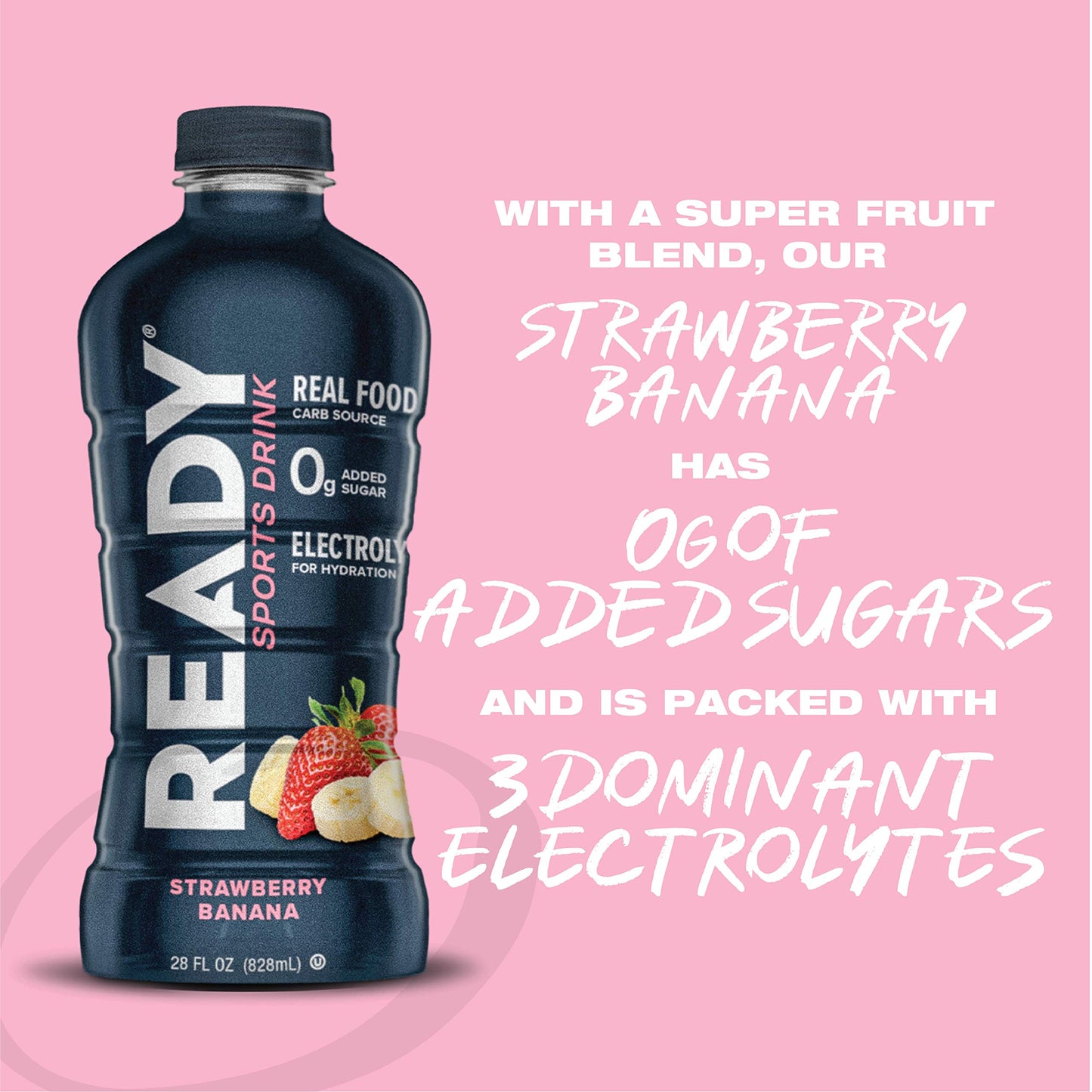 Ready Sports Drink, Electrolyte Blend with B Vitamins and No Added Sugar, Peach Mango, 16.9 Fluid Ounces