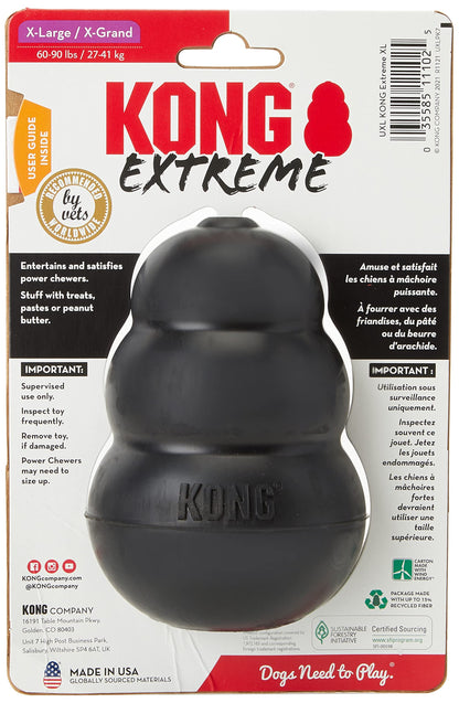 KONG Extreme - Durable Rubber Chew Toy for Power Chewers, Black - For Extra Large Dogs