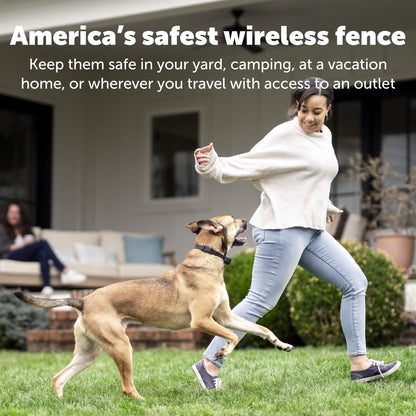 PetSafe Stay & Play Compact Wireless Fence, LCD Screen to Adjust The Circular Boundary, Secure up to a 3,000 Square Metre Area, Use for All Your Pets, Portable System