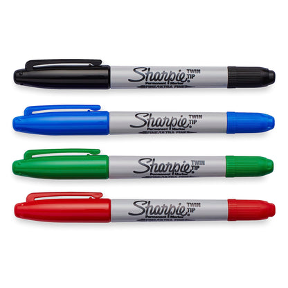 Sharpie Twin Tip Permanent Markers, Fine and Ultra Fine, Black, 2 Count