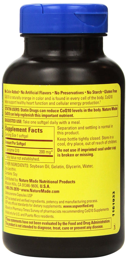 Nature Made CoQ10 200mg, Dietary Supplement for Heart Health Support, 105 Softgels, 105 Day Supply