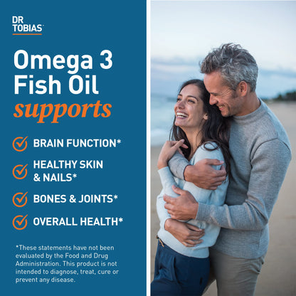 Dr. Tobias Omega 3 Fish Oil, 800 mg EPA 600 mg DHA Omega 3 Supplement for Heart, Brain & Immune Support, Absorbable Triple Strength Fish Oil Supplements - 2000 mg Per Serving, 180 Softgels, 90 Servings