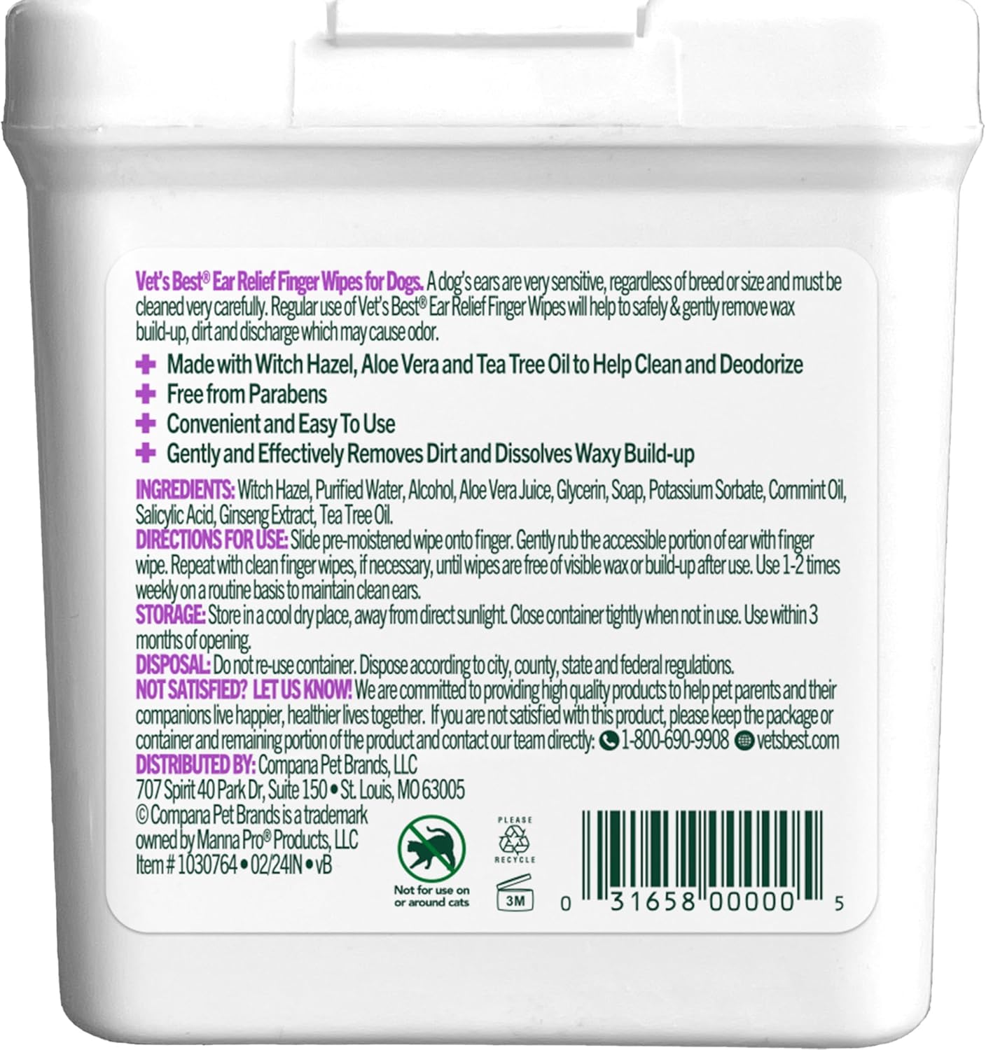 Vet's Best Ear Relief Finger Wipes | Ear Cleansing Finger Wipes for Dogs | Sooths & Deodorizes | 50 Disposable Wipes