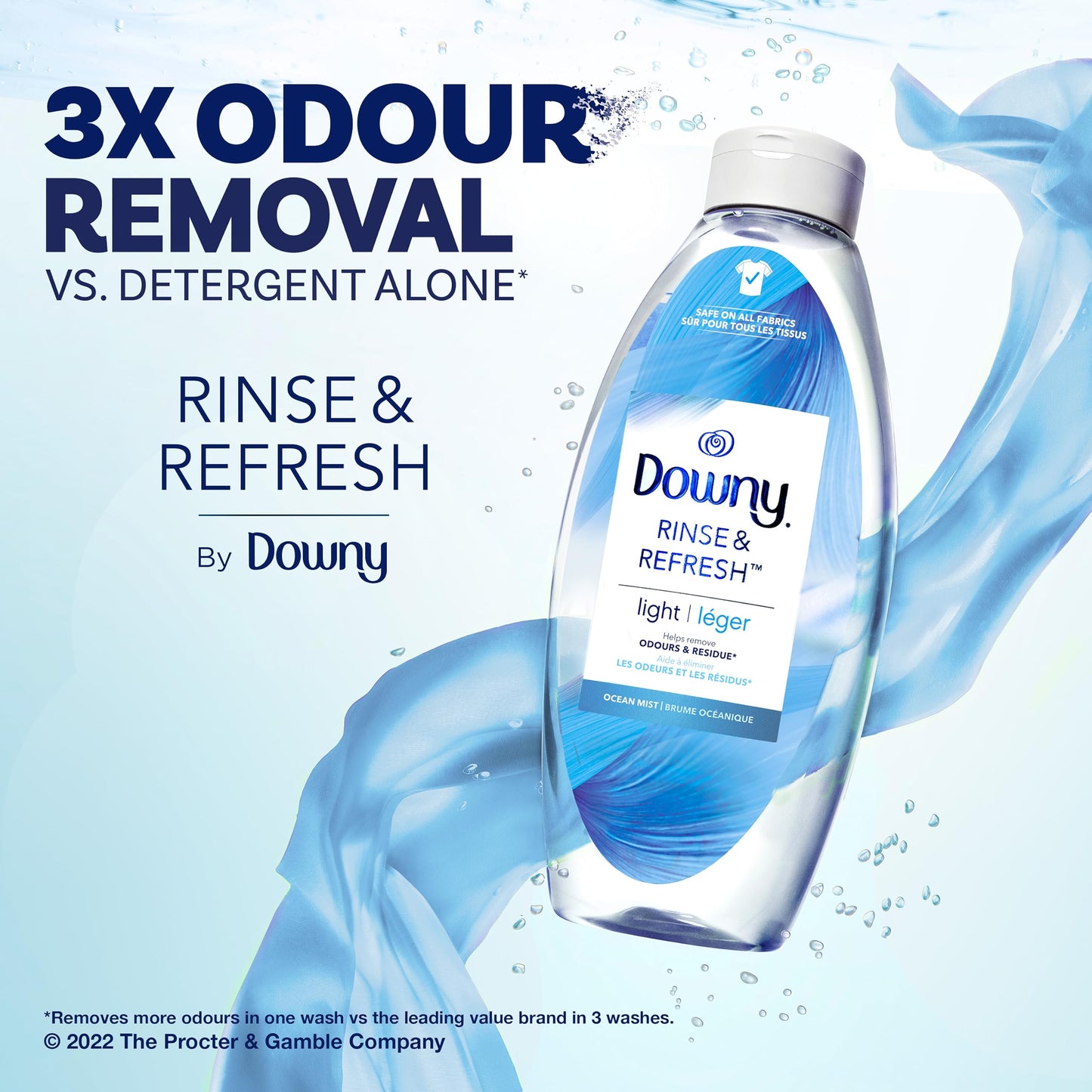 Downy Light Laundry Scent Booster Beads for Washer, Ocean Mist, 680 Grams, with No Heavy Perfumes