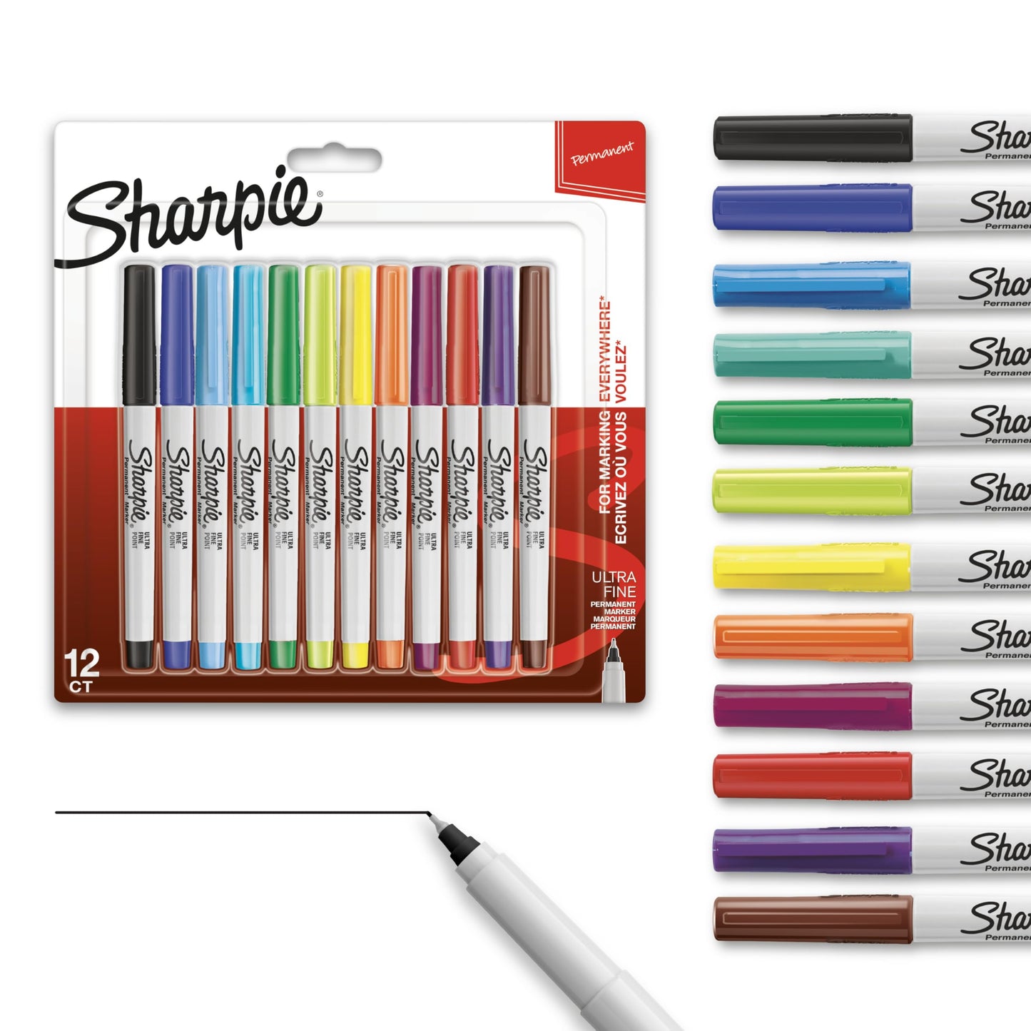 Sharpie Permanent Markers, Ultra Fine Point, Black, 2 Markers(37161)