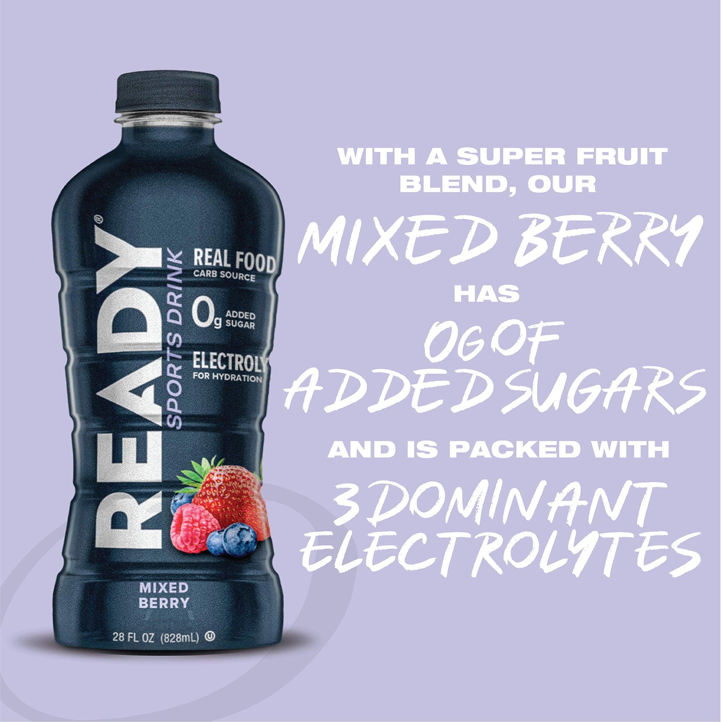 Ready Sports Drink, Electrolyte Blend with B Vitamins and No Added Sugar, Peach Mango, 16.9 Fluid Ounces