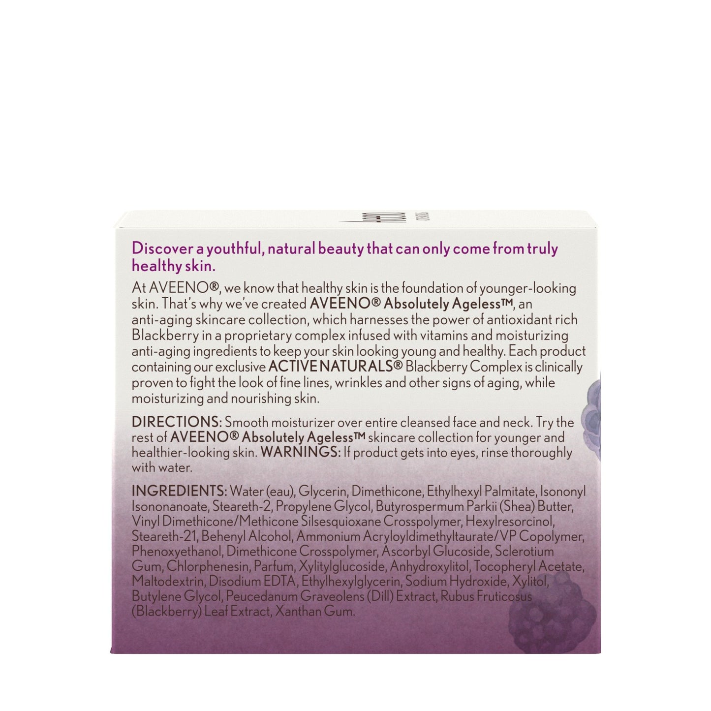 Aveeno Anti Aging Night Cream, Active Naturals Absolutely Ageless Restorative Face Moisturizer for Wrinkles and Fine Lines, Hydrating Lotion with Blackberry Complex, Non-Comedogenic and Hypoallergenic, 48ML