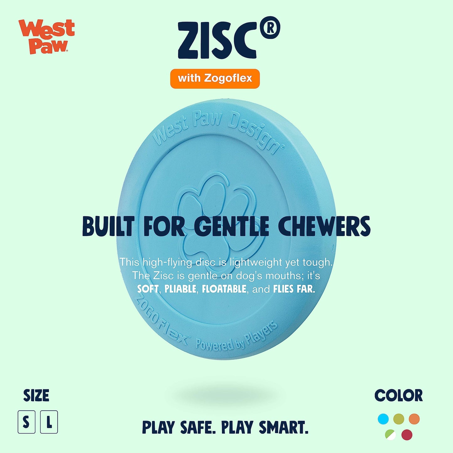 West Paw Zogoflex Zisc Dog Flying Disc, High Flying Aerodynamic Disc for Dogs Puppy – Lightweight, Floatable Disc for Fetch, Tug of War, Catch, Play – Doubles as Food/Water Bowl, Large 8.5", Aqua