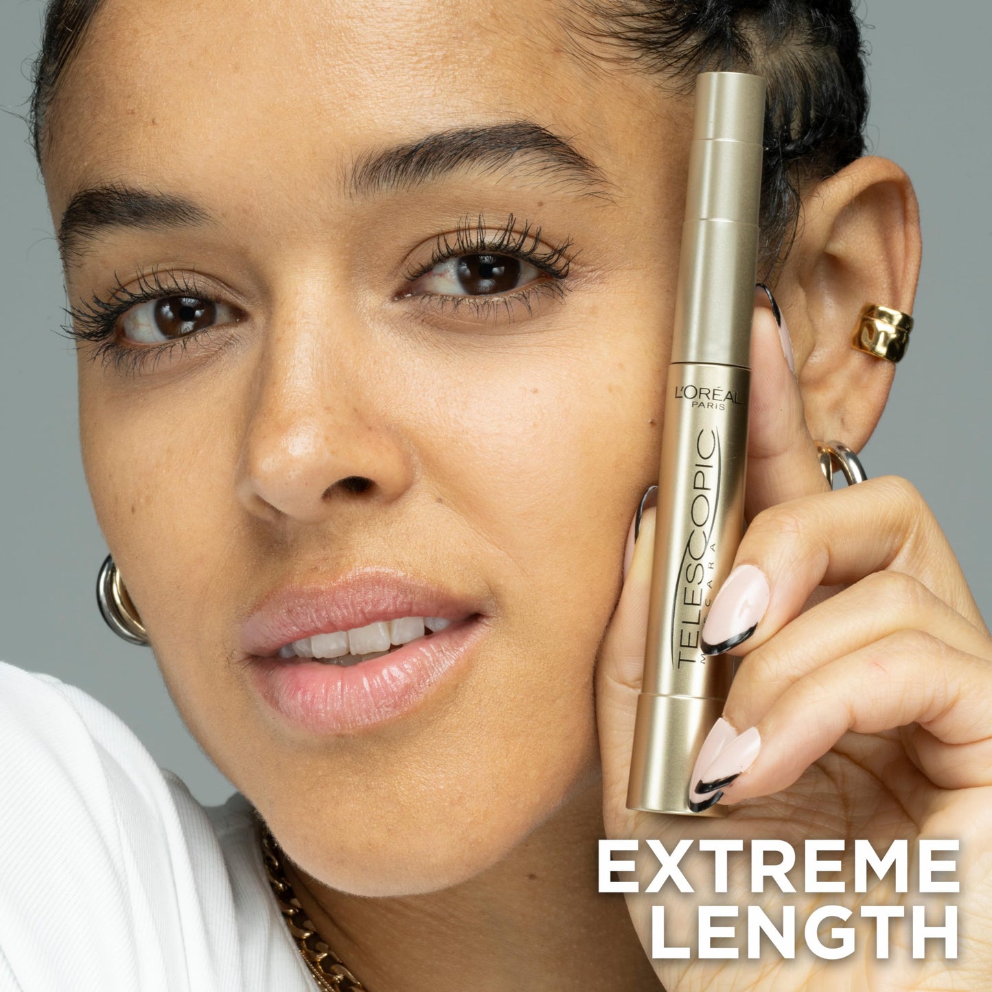 L’Oréal Paris Telescopic Mascara, Eyelash Lengthening Mascara, Unique Non-Clumping Formula, Delivers Intense Length, For Sensitive Eyes, Blackest Black, 8 ml