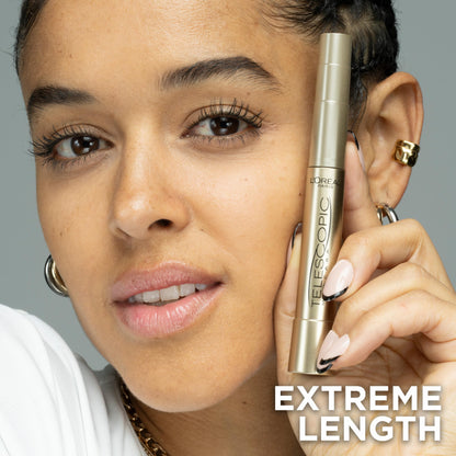 L’Oréal Paris Telescopic Mascara, Eyelash Lengthening Mascara, Unique Non-Clumping Formula, Delivers Intense Length, For Sensitive Eyes, Blackest Black, 8 ml