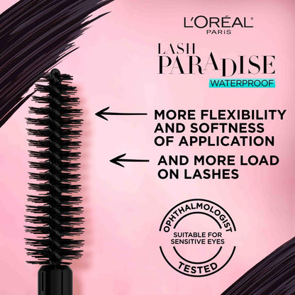 L’Oréal Paris Voluminous Lash Paradise Mascara, Lengthening Mascara, Volume & Length for Up to 24 Hours with Flower Oil Infused Conditioning Formula for Sensitive Eyes, Blackest Black, 0.28 fl. oz.