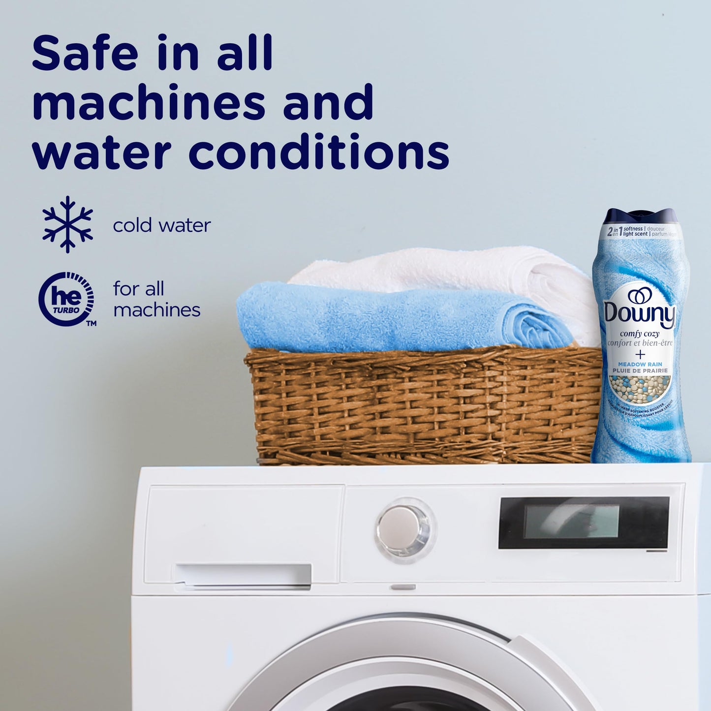 Downy Comfy Cozy In-Wash Laundry Scent Booster Beads, Meadow Rain Scent, Softness and Freshness, 725 Grams