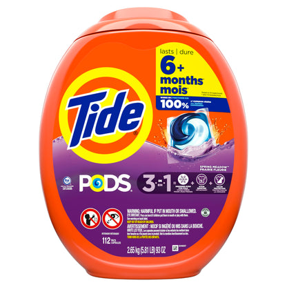 Tide PODS Liquid Laundry Detergent pacs, Spring Meadow Scent, 112 count