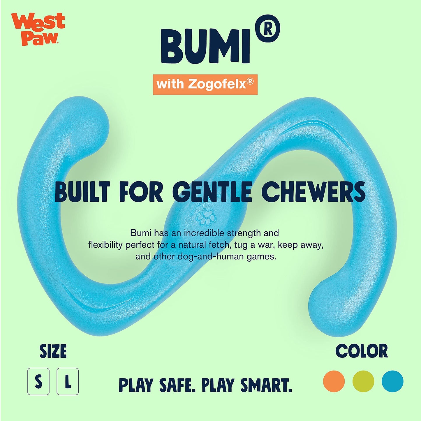 West Paw Zogoflex Bumi Interactive Tug of War Durable Dog Play Toy, 100% Guaranteed Tough, It Floats!, Made in USA, Large, Tangerine