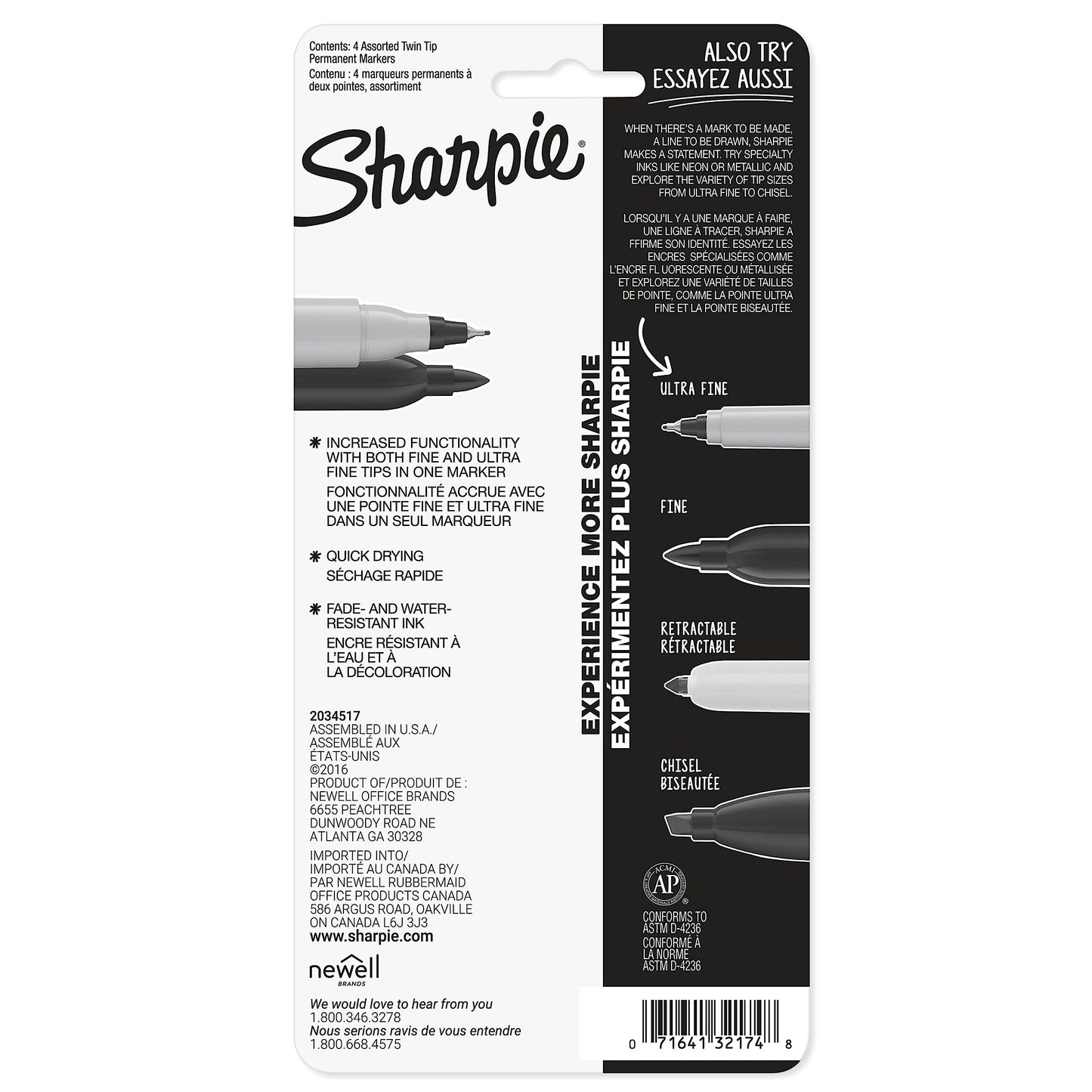 Sharpie Twin Tip Permanent Markers, Fine and Ultra Fine, Black, 2 Count