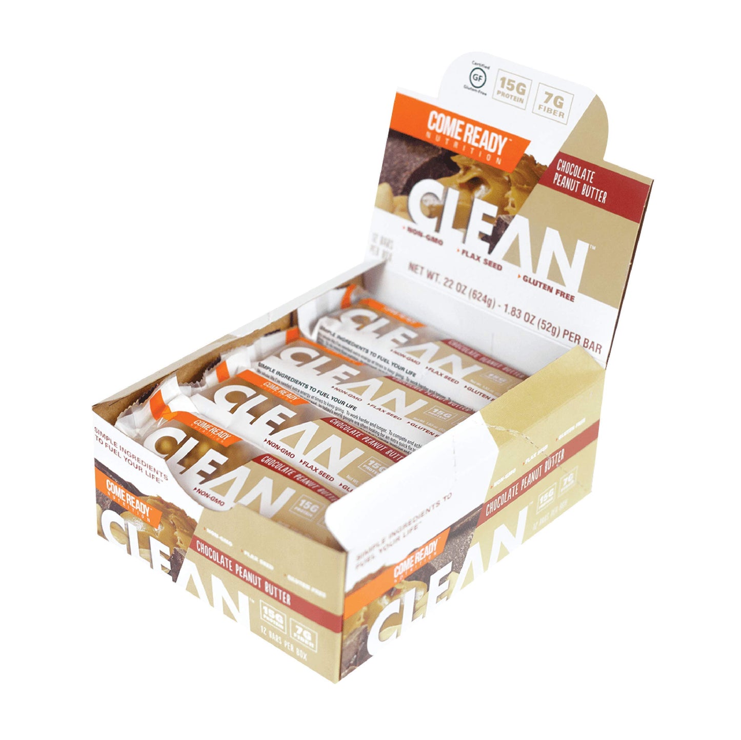 Ready CLEAN Bar, 15g of Protein, 7g Fiber, 6.5g of Whole Grains, NON-GMO, Dark Chocolate Blueberry Almond, 1.8 Ounces, 12-Pack