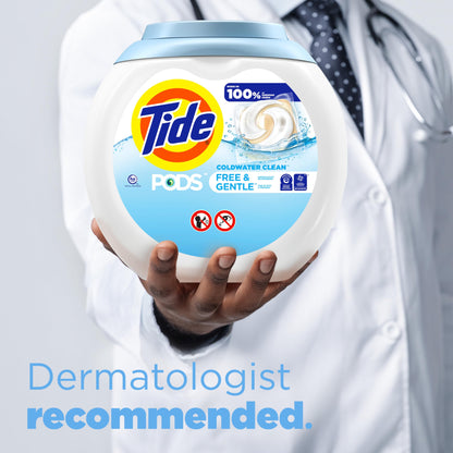 Tide PODS Free and Gentle Laundry Detergent Soap Pacs, HE Compatible and Coldwater Clean, 112 Count