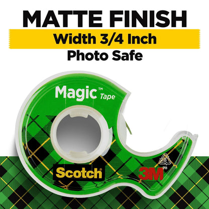Scotch Tape Magic Tape, 19mm Wide x 25.4m, 8 Rolls, Office Tape