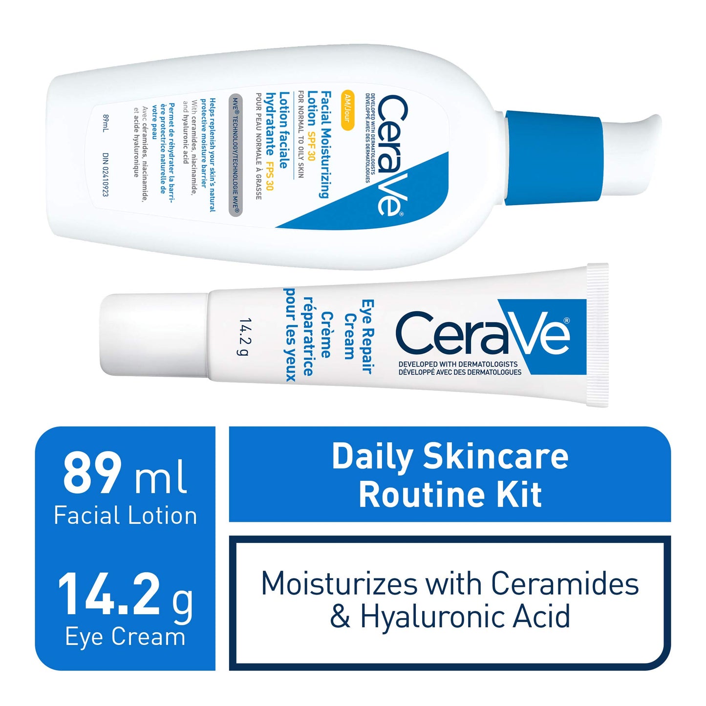CeraVe Facial Moisturizer with SPF 30. Face Sunscreen Lotion with Hyaluronic Acid, Niacinamide & Ceramides for Women & Men. Oil-free, normal to dry skin. Verified Extended Use Date, Travel Size 89ML