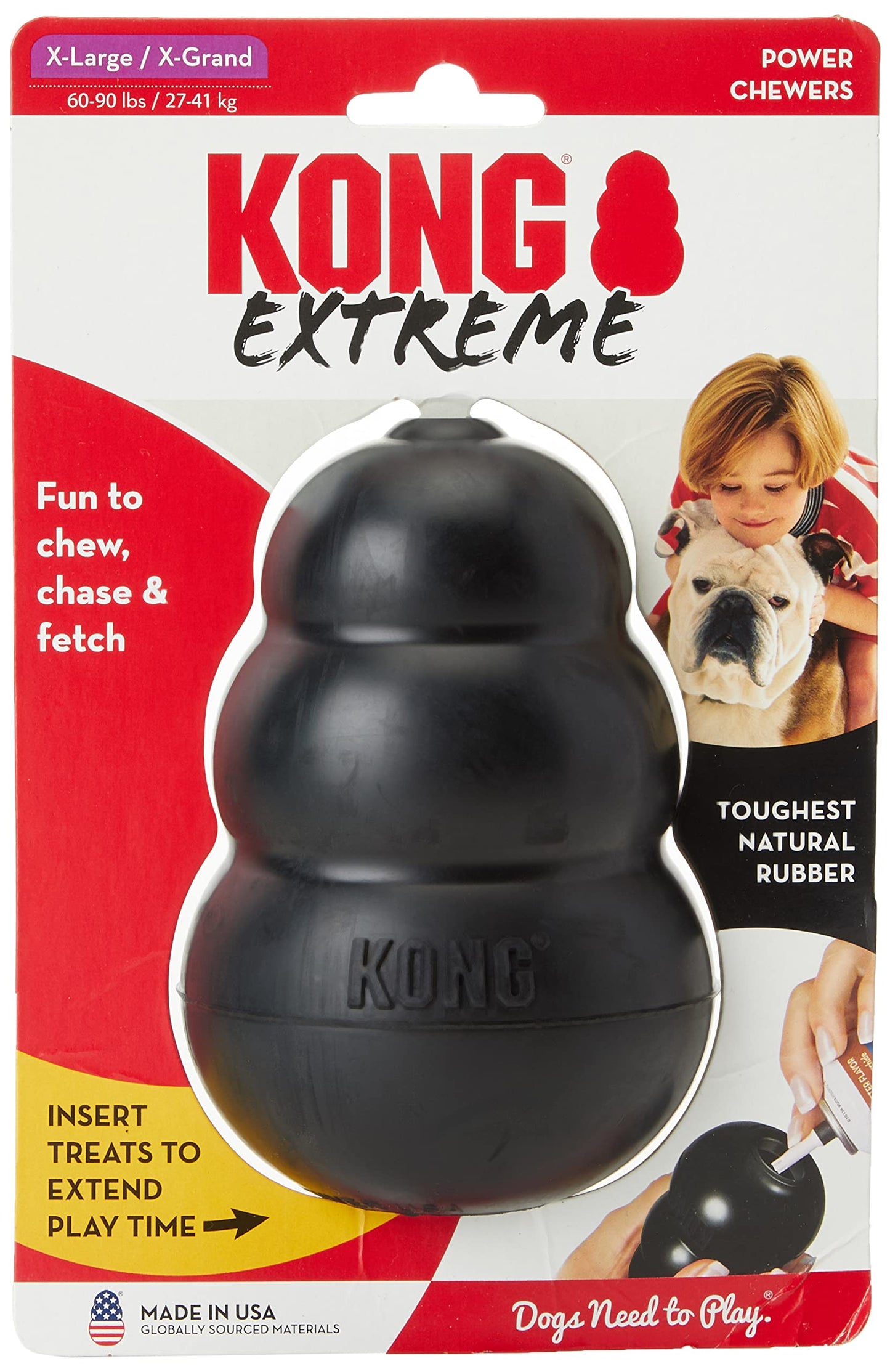 KONG Extreme - Durable Rubber Chew Toy for Power Chewers, Black - For Extra Large Dogs